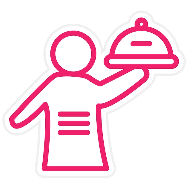 Diseño vectorial Hombre que sirve comida Estilo de icono
