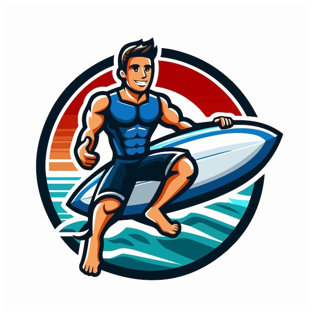 diseño vectorial de hombre de surf de verano