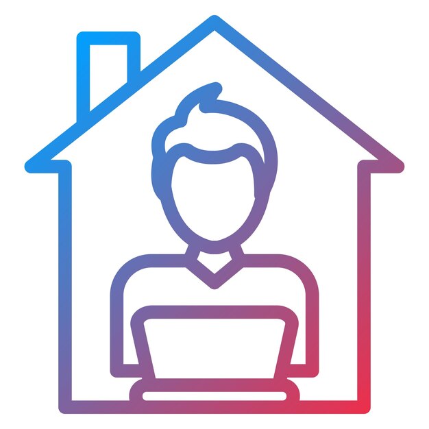 Diseño vectorial Hombre trabajando en casa Estilo de icono