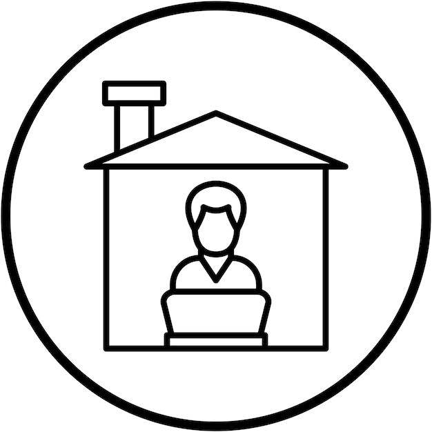 Diseño vectorial Hombre trabajando en casa Estilo de icono