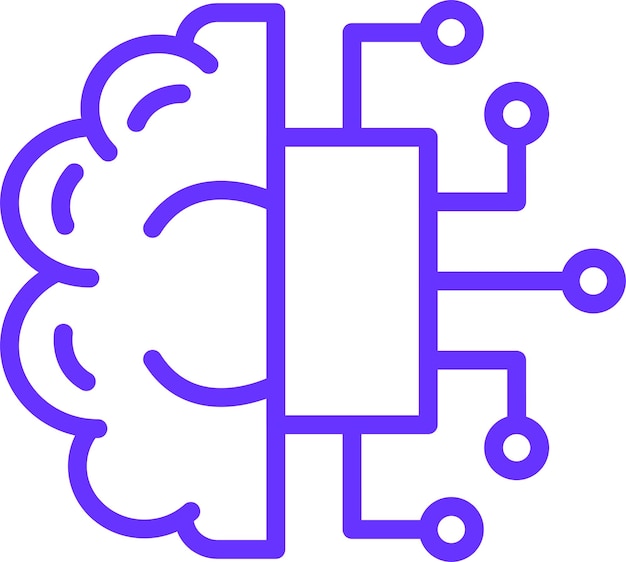 Diseño vectorial de IA Estilo de icono del cerebro