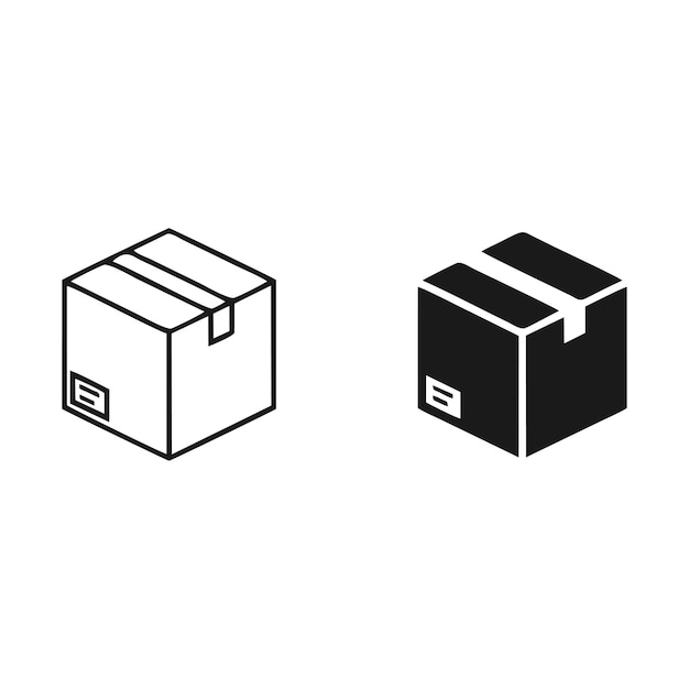 Diseño vectorial de icono de caja de cartón o paquete sobre fondo blanco