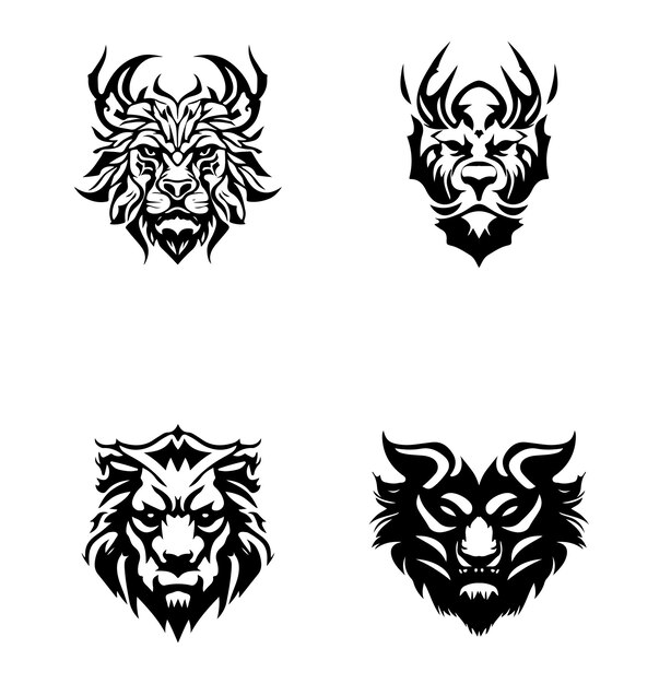 Diseño vectorial de icono de cara de demonio de silueta para camiseta de tatuaje