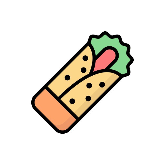 El diseño vectorial del icono de comida rápida Burrito
