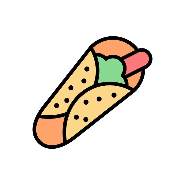 El diseño vectorial del icono de comida rápida Burrito