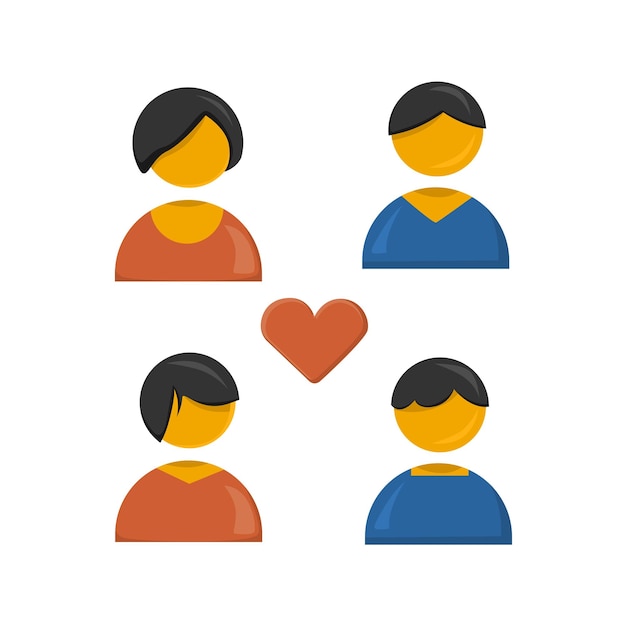 Diseño vectorial del icono de dos parejas amorosas