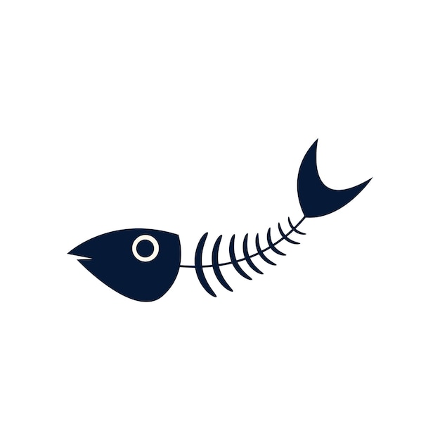 Diseño vectorial del icono del hueso de pez vectorial en blanco