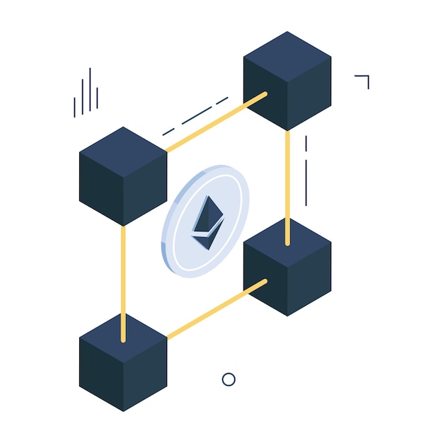 Diseño vectorial del icono isométrico de la cadena de bloques