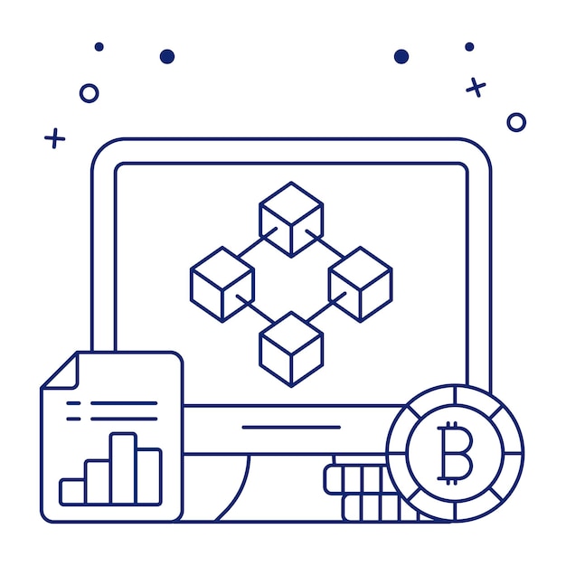 Diseño vectorial del icono lineal de cadena de bloques