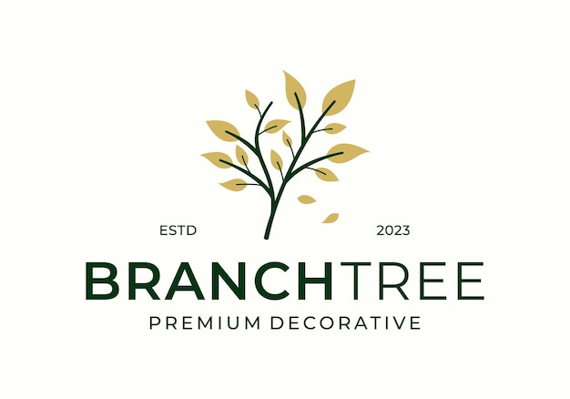 El diseño vectorial del icono del logotipo es un elemento decorativo de la rama del árbol con follaje floral.