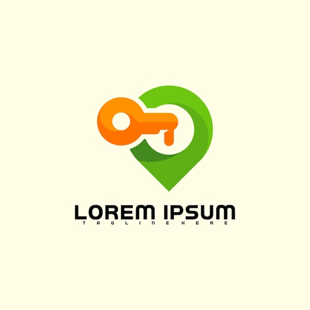 Diseño vectorial del icono del logotipo de la llave de ubicación