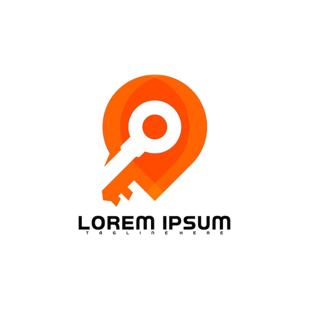Diseño vectorial del icono del logotipo de la llave de ubicación