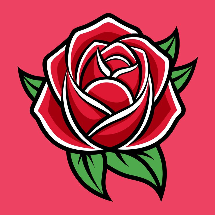 diseño vectorial del icono del logotipo de la rosa roja