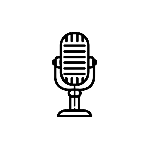 Diseño vectorial del icono del micrófono diseño de la ilustración del símbolo del contorno