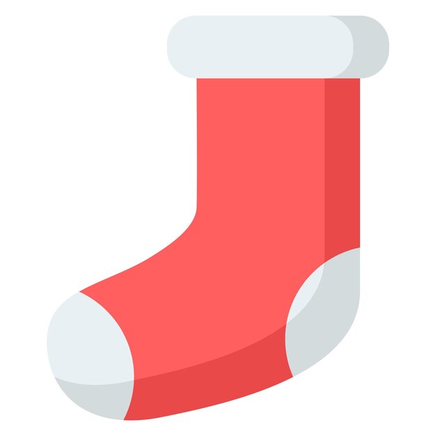 Diseño vectorial de icono plano de calcetín de Navidad aislado en fondo blanco