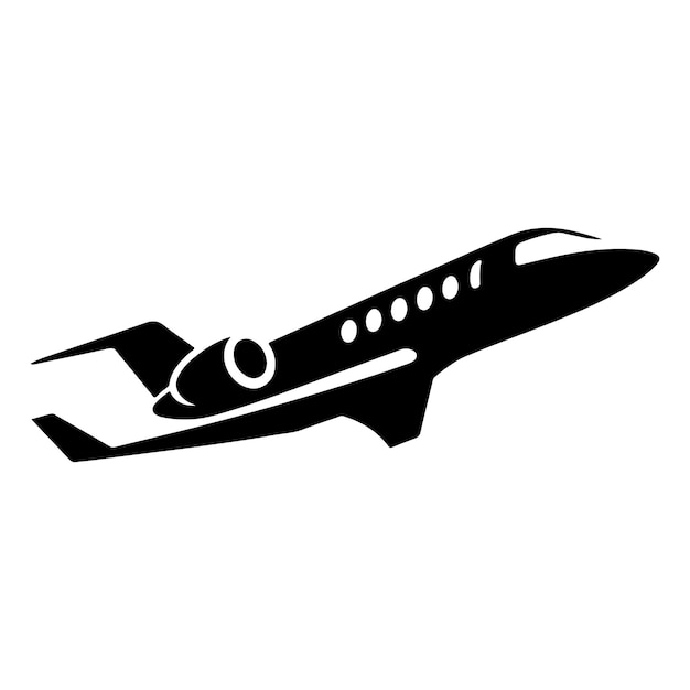 Diseño vectorial de icono de silueta de avión elegante para la aviación de lujo