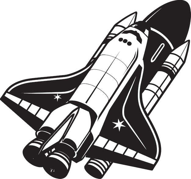 Diseño vectorial del icono del volador estelar del observador de órbita del cohete espacial silueta gráfica negra del Spacec