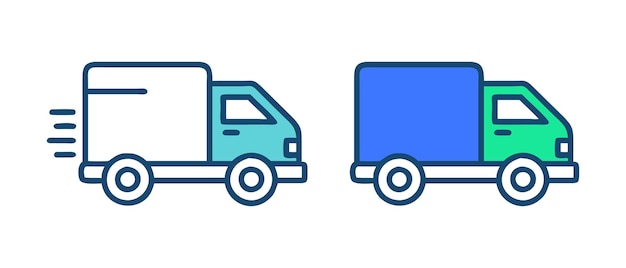 Diseño vectorial de íconos de camiones de entrega aislados sobre un fondo blanco