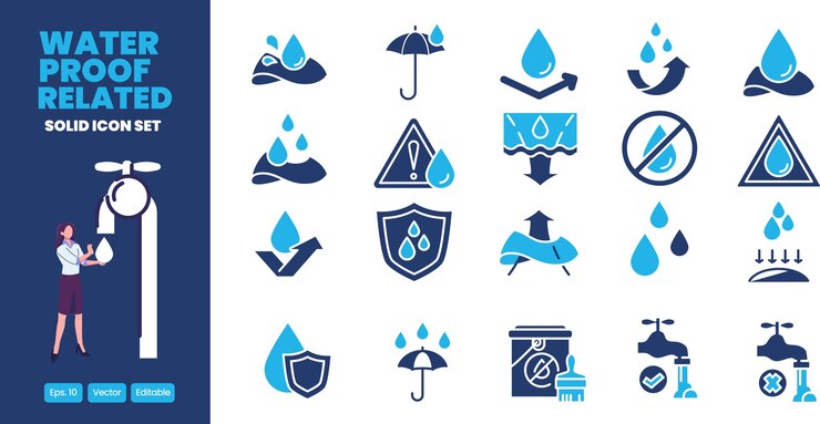 Vector diseño vectorial de iconos de color relacionados a la impermeabilidad bueno para web y aplicación móvil