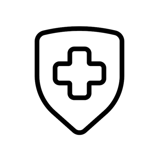 Diseño vectorial de iconos de cuidado de la salud del escudo
