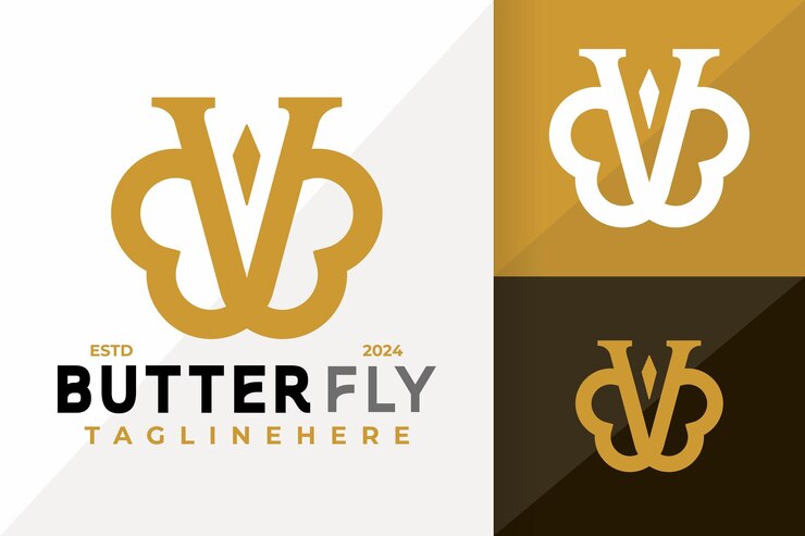 Vector diseño vectorial de íconos de la letra v mariposa diseño de logotipos creativos y simples ilustración