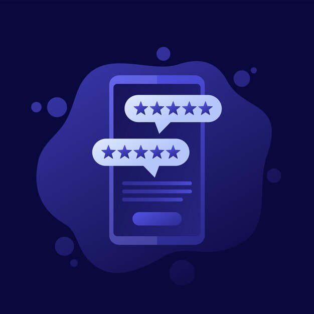 diseño vectorial de iconos de revisión de aplicaciones móviles