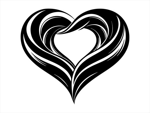 Diseño vectorial de íconos de silueta negra de corazón deformado