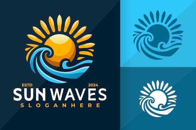 Diseño vectorial de íconos de Sun Wave Diseños de logotipos creativos y simples Ilustración