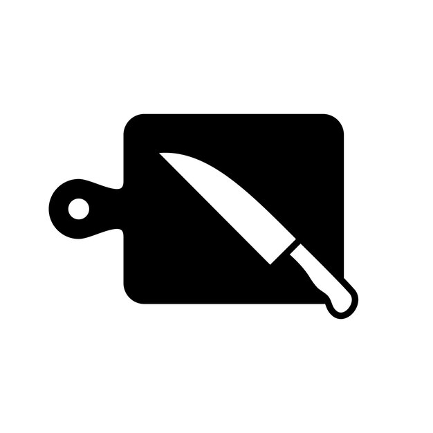 Diseño vectorial de iconos de tabla de cortar y cuchillo