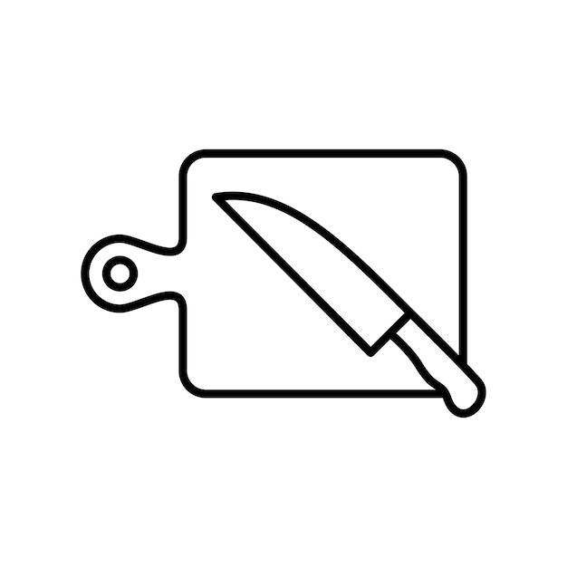 Diseño vectorial de iconos de tabla de cortar y cuchillo