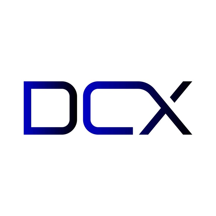 Vector el diseño vectorial de identidad empresarial de la marca de letras minimalista moderna con gradiente de monograma inicial del logotipo dcx
