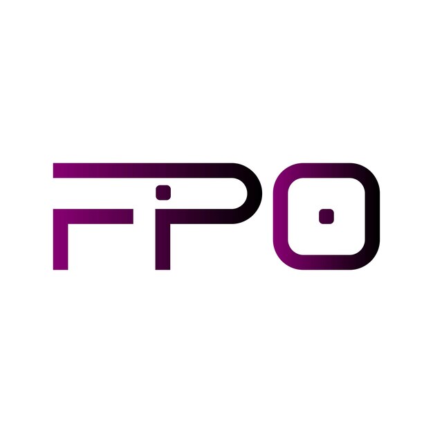 El diseño vectorial de la identidad empresarial del sello de letras minimalista moderno con gradiente de monograma inicial del logotipo de FPO
