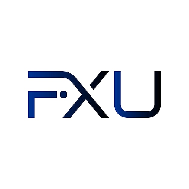 El diseño vectorial de identidad empresarial del sello de letras minimalista moderno con gradiente de monograma inicial del logotipo de FXU