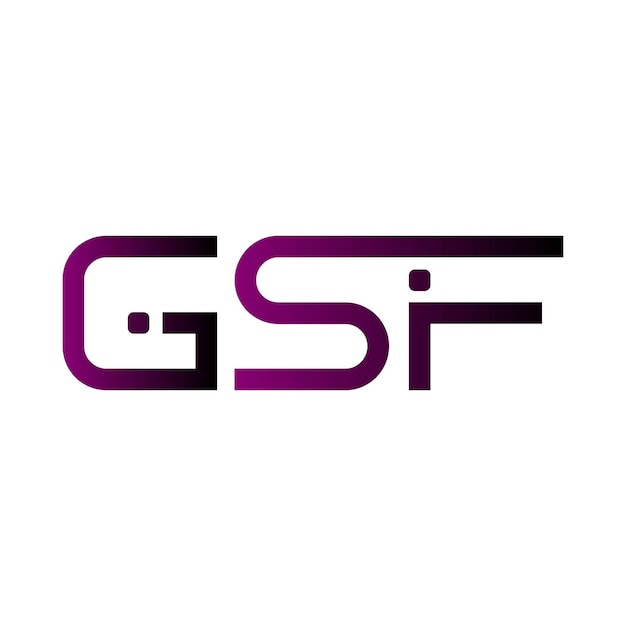 El diseño vectorial de identidad empresarial del sello de letras minimalista moderno con gradiente de monograma inicial del logotipo de GSF