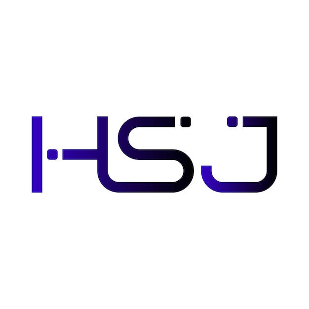 El diseño vectorial de identidad empresarial del sello de letras minimalista moderno con gradiente de monograma inicial del logotipo de HSJ