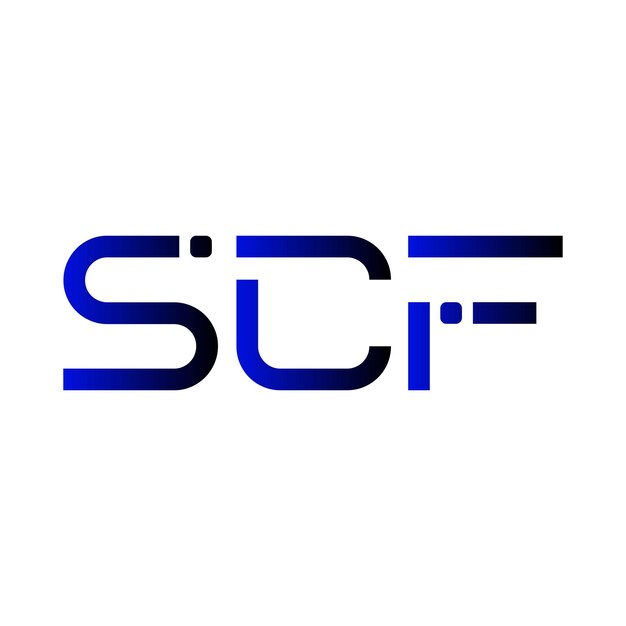 El diseño vectorial de identidad empresarial del sello de letras minimalista moderno con gradiente de monograma inicial del logotipo de SCF