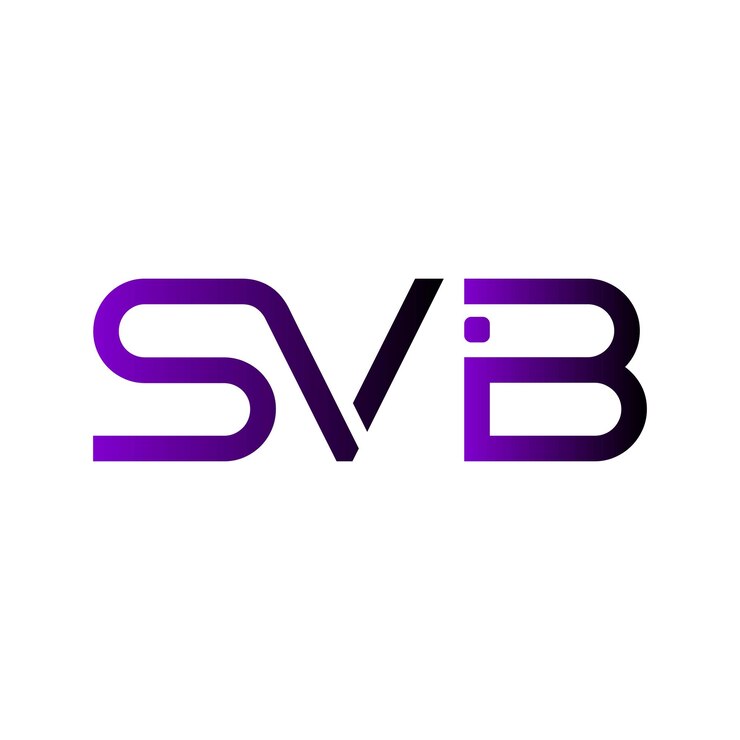 Vector el diseño vectorial de la identidad empresarial del sello de letras minimalista moderno con gradiente de monograma inicial del logotipo svb
