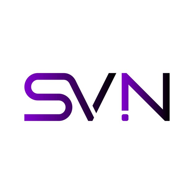 El diseño vectorial de identidad empresarial del sello de letras minimalista moderno con gradiente de monograma inicial del logotipo SVN