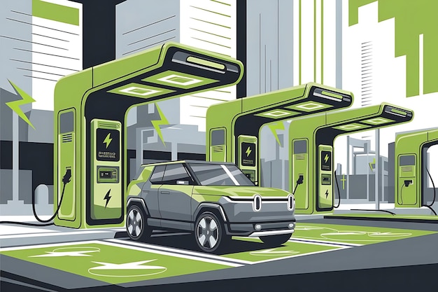 diseño vectorial de ilustración de carga de automóviles eléctricos