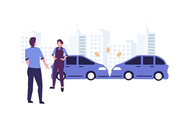 diseño vectorial de ilustración de estilo plano de accidente automovilístico