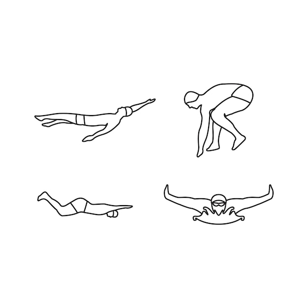 Diseño vectorial de la ilustración de la línea de movimiento de natación
