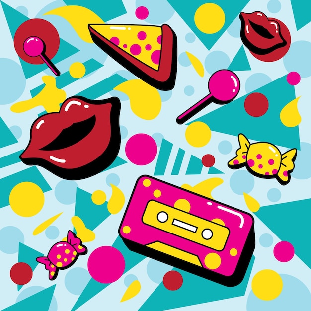 diseño vectorial de ilustración de patrones pop