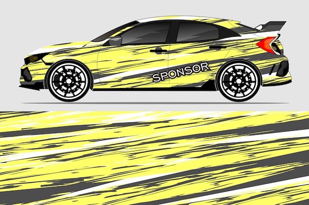 Diseño vectorial de ilustración de pegatinas de automóviles Diseño de kit de fondo de carreras de líneas gráficas abstractas