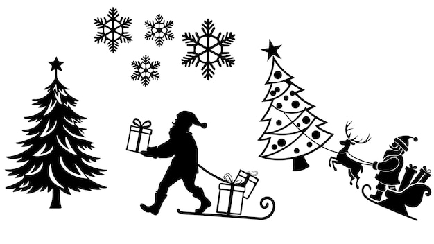 El diseño vectorial de la ilustración de la silueta del icono de Feliz Navidad