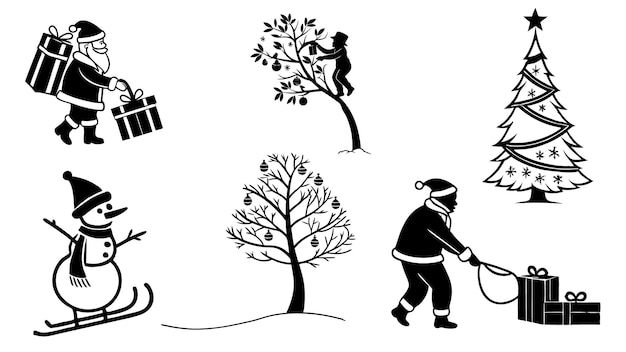 El diseño vectorial de la ilustración de la silueta del icono de Feliz Navidad