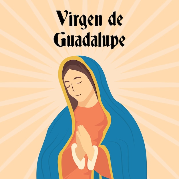 diseño vectorial Ilustración de la Virgen de Guadalupe en estilo plano