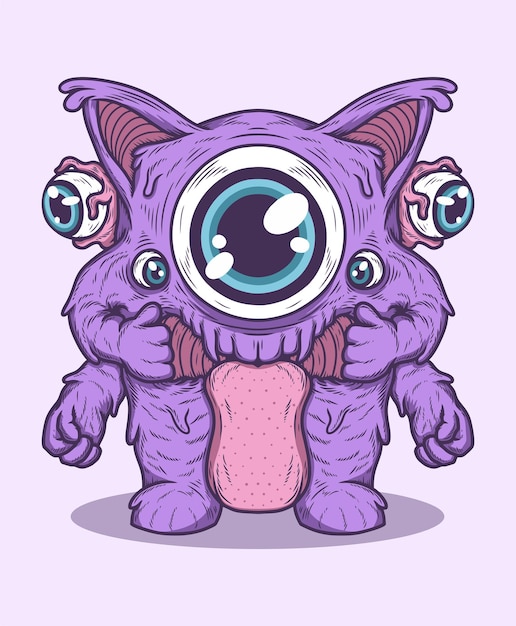 Diseño vectorial de ilustraciones dibujadas a mano de monstruos peludos