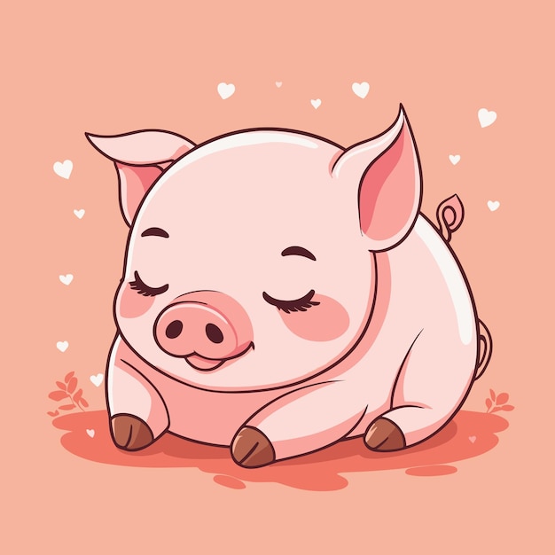 Diseño vectorial de ilustraciones de dibujos animados de cerdos durmientes