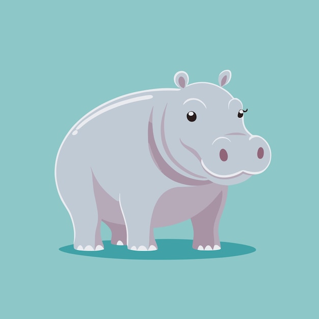 Diseño vectorial de ilustraciones de dibujos animados de hipopótamos para niños