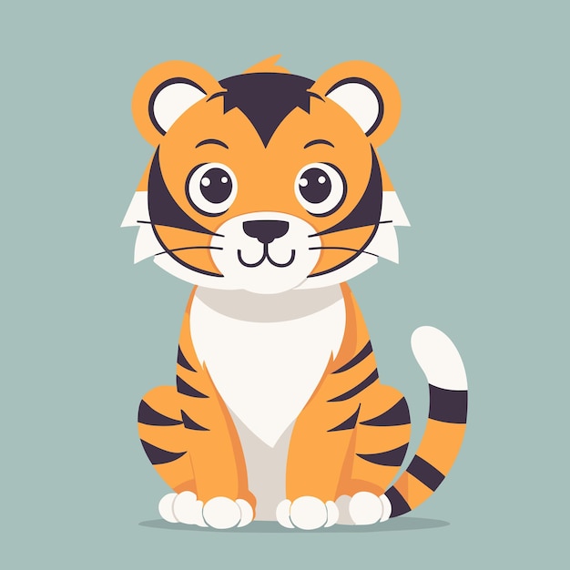 Diseño vectorial de ilustraciones de dibujos animados de tigres